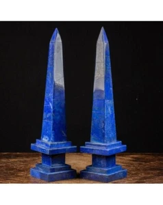 20" two Marble Obelisk lapis Pietra Dura Mosaic Inlay antique home decor - Picture 1 of 6