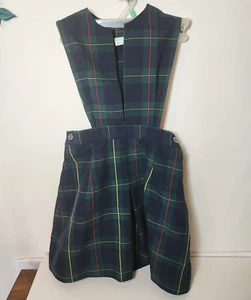 Plaid Youth Child 8 Small Jumper School Uniform Green Blue yellow red pleated - Picture 1 of 13