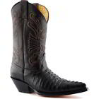 Grinders Carolina Mens Brown Croc Leather Pointed Western Cowboy Boots Size 6-12