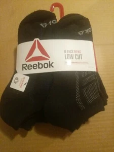 Reebok Men Low Cut Socks Shoe Size 6-12.5 BLACK Performance Training 6 Pairs - Picture 1 of 4