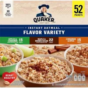 Quaker, Instant Oatmeal, Variety Pack, 1.51 oz, 52-Count Healthy Food Snack USA - Picture 1 of 8