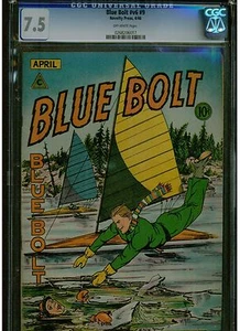 BLUE BOLT #V6 #9 CGC 7.5 1946 GOLDEN AGE NOVELTY PRESS OFF WHITE PAGES UNRESTORE - Picture 1 of 3