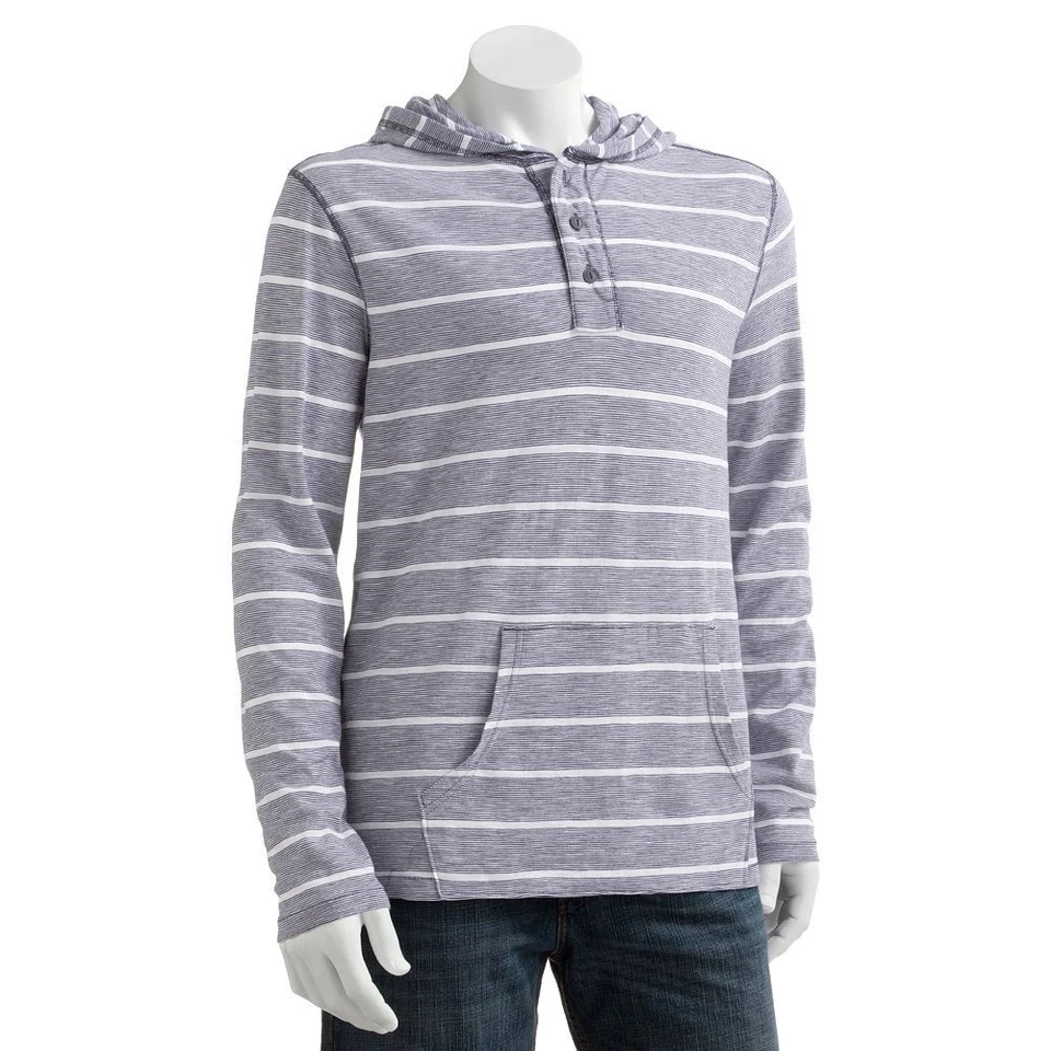 Nueva sudadera con capucha Henley a rayas SONOMA Life + Style púrpura grisáceo precio de venta sugerido por el fabricante $44 Foto 1 de 1