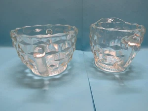Jeannette Depression Glass Sugar Bowl and Creamer - Cubist - Picture 1 of 5