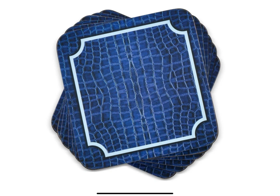 Pimpernel Croc - Blue Coasters Square Set of 6