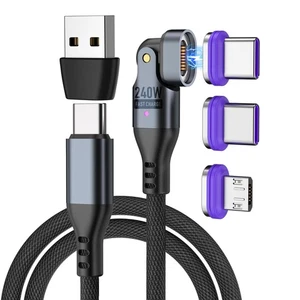 240W Rotating USBC to USB C Magnetic Data Cable, 3ft for - Afbeelding 1 van 9