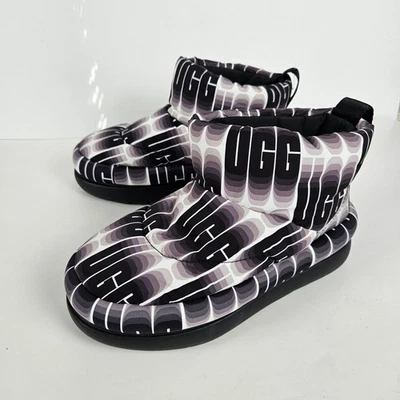 UGG Longitud de Onda Puffer Botines Botas Zapatillas Negro Blanco Trippy Para Mujer Talla 5 Foto 1 de 4
