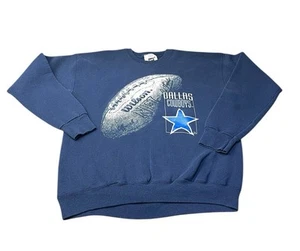 Vintage 90’s Dallas Cowboys NFL Wilson Football Blue Lee Crewneck Sweater XL USA - Bild 1 von 6