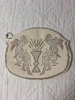 Vintage 30s Art Deco Bead Handbag Clutch Gray White Czechoslovakia - Image 1 of 4