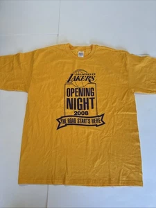 Los Angeles Lakers 2008 Opening Night Graphic Yellow Tee Shirt XL T-Shirt - Picture 1 of 2