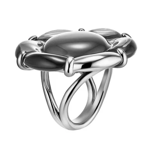 Baccarat 'B Flower' Ring Black Crystal Size 5 2806559 - Picture 1 of 5