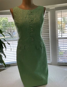 Tahari Arthur S Levine Texture Green Shift Dress 10P - Picture 1 of 8