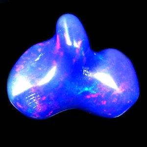 3.71 ct Fancy (15.58 x 7.17 mm) Ethiopia Play of Colors Blue Opal Stone - Picture 1 of 2