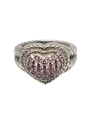 Anillo Judith Ripka Plata Esterlina Rosa Circonita cúbica Corazón Pavé Talla 7 #21080 Foto 1 de 4