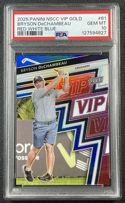 BRYSON DECHAMBEAU PSA 10 2025 PANINI NSCC VIP GOLD #61 RED WHITE BLUE PRIZM /25 - Image 1 of 2
