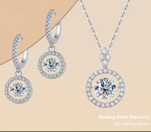 2 kt 925 STERLINGSILBER 18 K WEISSGOLD MOISSANIT DVVS1 STERN HALSKETTE SET - Bild 1 von 5