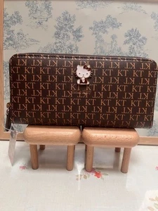 Sanrio Hello Kitty/Chocolate Long Wallet Round Zipper Synthetic Leather - Picture 1 of 5
