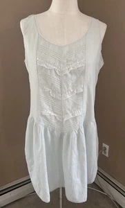VTG VICTORIA'S SECRET PALE Blue Babydoll COUNTRY NightGown Cotton PRAIRIE - Picture 1 of 6