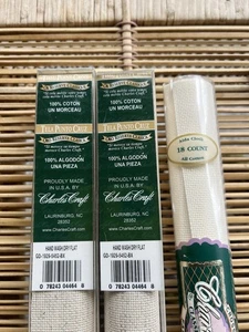 Charles Craft 18ct  Cross Stitch 15x18 Lot Of 3 Light Oatmeal-2 Ant. White-1 PIC - Picture 1 of 6