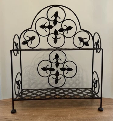 Encimera de hierro forjado vintage estante decorativo hojas de celosía artículos de metal Foto 1 de 4