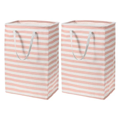 2Pcs 75L Large Laundry Basket Collapsible with Easy Carry Handle, Pink Stripe - Изображение 1 из 4