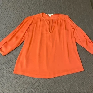Diane Von Furstenberg Orange-Peach Blouse Size 8 *small flaw, easily fixed - Picture 1 of 10