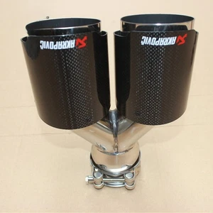Akrapovic Universal Dual Exhaust Tip - 63mm ID/89mm OD, Glossy Carbon Fiber - Picture 1 of 1