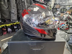 SCORPION Casco Integrale EXO 1400 EVO II Air Carbon - Platted - Red Taglia M - Foto 1 di 11