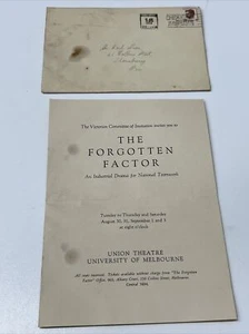 VINTAGE EMPHEMERA THE FORGOTTEN FACTOR MELBOURNE UNIVERSITY 1949 UNION THEATRE - Bild 1 von 6