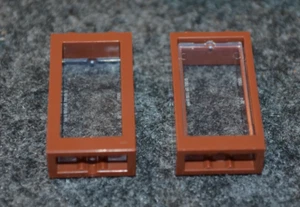 (2) 1x2x3 Reddish Brown Window Frame w/ Clear Glass - NEW Lego Building / House - Picture 1 of 1