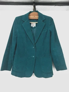 Vintage Kathy Blazer Medium Smaragd Cord Holzknöpfe Preppy Academic - Bild 1 von 7