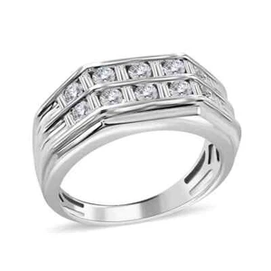 10K White Gold Natural White Diamond Band Ring Size 10 Ct 1 H Color I3 Clarity - Picture 1 of 10
