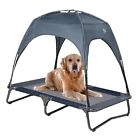  Large Elevated Dog Bed with Canopy for Outside, Outdoor Dog Cot with 