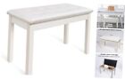 Duet Piano Bench with Padded Cushion and Storage - Solid Wood Keyboard White