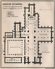 Chester Cathedral Floor Plan. Cheshire. Baedeker 1927 Old Vintage Map Chart