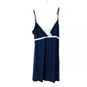 Camicia da notte senza maniche in pizzo bianco blu navy Hotouch donna taglia XL nuova senza etichette - Foto 1 di 4