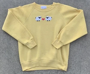 Whimsical Sheep Sweatshirt Cottagecore Lamb Heart Raglan Embroidered 80s Mervyns - Picture 1 of 12