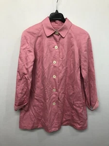 J Jill Women Long Sleeve Trench Coat Jacket Size Medium Pink Linen Blend B299 16 - Picture 1 of 14