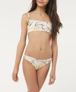 O’Neill Girls Claris Floral Bandeau 2 piece Set Blush Size 8 - Picture 1 of 3