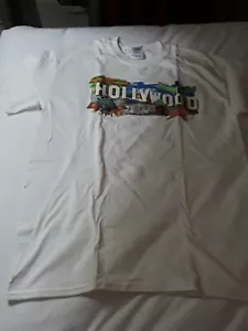 White T-shirt Size Medium Hollywood California Hollywood And Vine - Picture 1 of 5