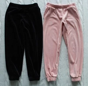 Lot of 2 OLD NAVY Girl's Velvet Velour Jogger Pants Black & Pink, Size S 6 - 7 - Picture 1 of 7