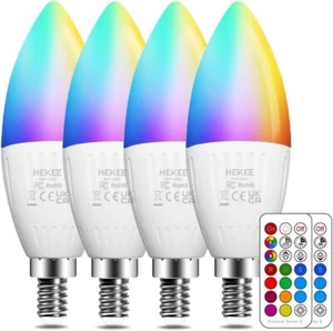 4x SES E14 LED Candle Light Bulbs Colour Changing 5Watt, 12 Colors 2 Modes - Picture 1 of 7