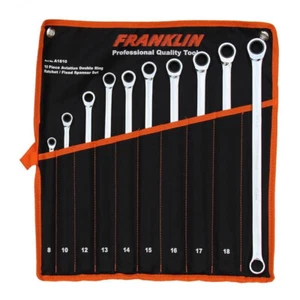 Double Ring Ratchet/Fixed Spanner Set Aviation 10 Piece 8 to 19mm Franklin A1810 - Picture 1 of 1
