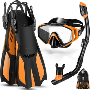 Snorkel Set, Adults Snorkeling Packages with Dry Top Diving Mask, Adjustable Swi - Picture 1 of 12