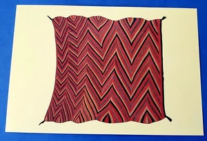 Postal Navajo Manta Rojo Dorado Negro Zig~Zag Arte Nativo Americano 1997 SAIM - Imagen 1 de 2
