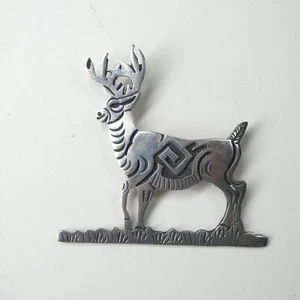 Clement Honie Elk Pin Sterling Silver Brooch Native Hopi Vintage - Picture 1 of 12