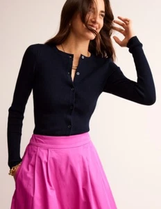 Boden - Ribbed Detail Cardigan - Damen Strickjacke Navy Stretch Rib NEU - M - Bild 1 von 5