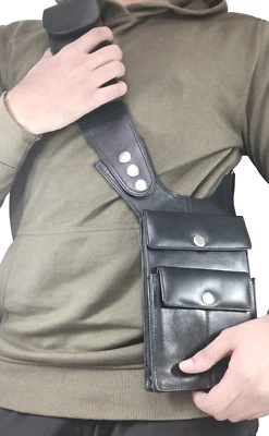 Genuine Leather Crossbody Shoulder Bag, Holster Bag, Black - Image 1 of 4