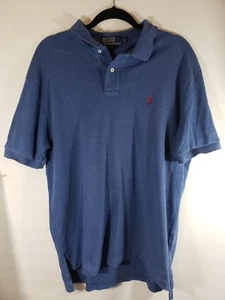 Polo Ralph Lauren Mens Blue Polo Shirt Large L Short Sleeve Red Pony - Picture 1 of 6