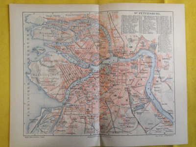 1906 - Mapa Geográfico Antiguo Rusia San Petersburgo ORIGINAL 11,5 x 9,5" - C13 Foto 1 de 3